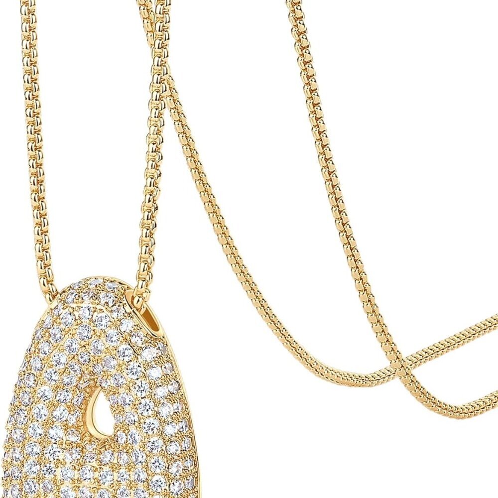 14k Gold Plated Initial Necklace With Cubic Zirconia